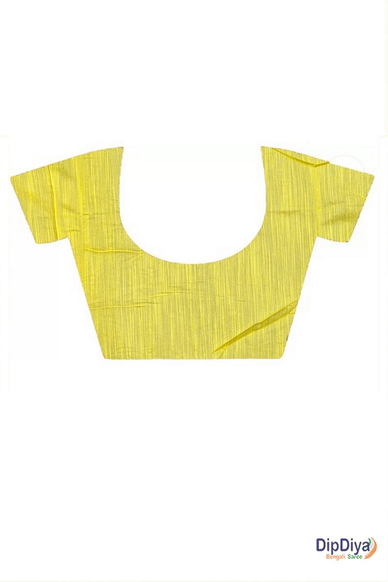 Yellow Cotton Blended Parik Applique Saree (330)